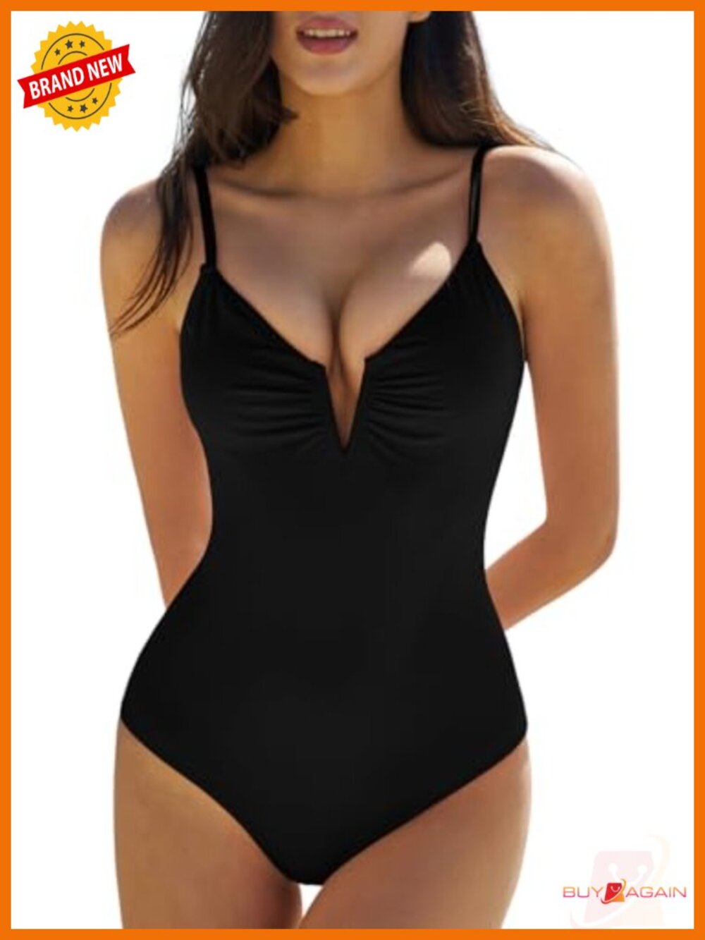 V Neck One Piece Swimsuit Criss Cross Tie Back High Cut